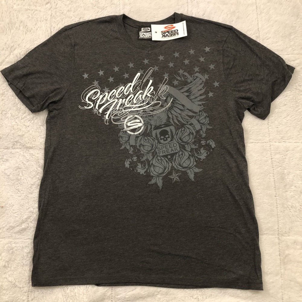 SpeedFreak Las Vegas Nautical Stars & Roses Gray Motorcycle Shirt Mens size 2XL